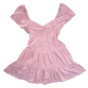 ZARA Blush Pink Mini Sundress Cutwork Embroidery Size Small Preppy Summer